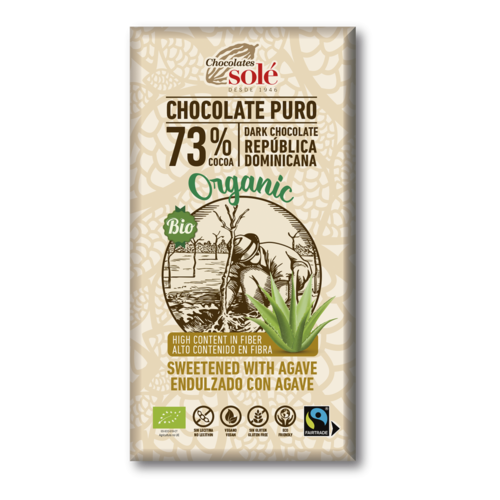 Chocolate negro 73% con Agave 100g Bio
