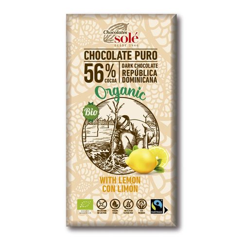 CHOCOLATE NEGRO 56% CON LIMÓN ECO